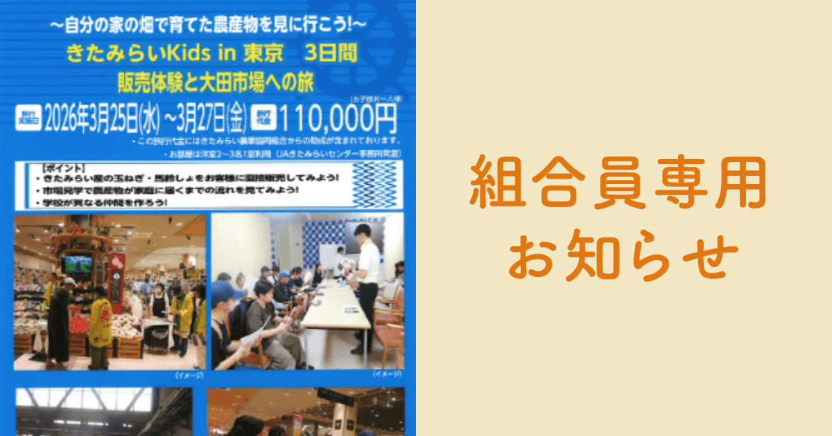 きたみらいKid’s販売体験in東京の開催について